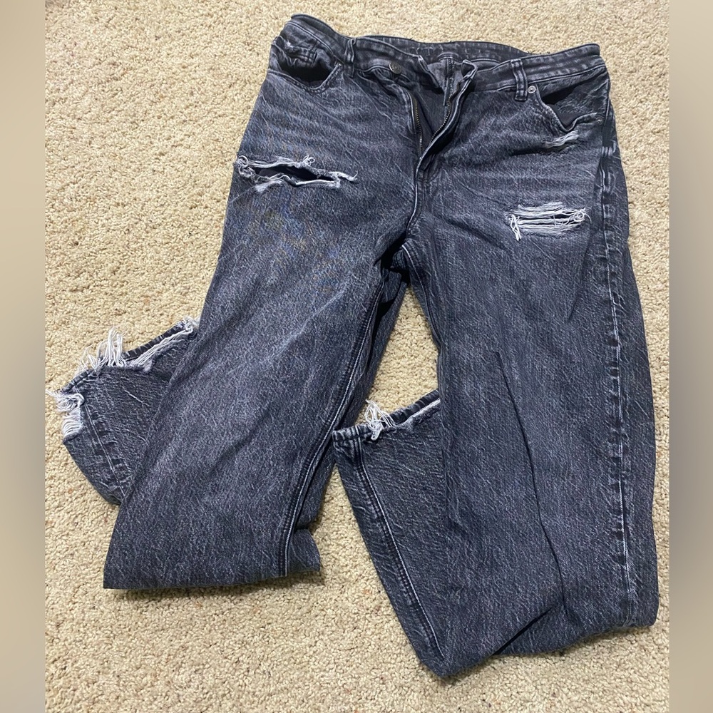 American Eagle Outfitters High Rise Distressed Jeans - black